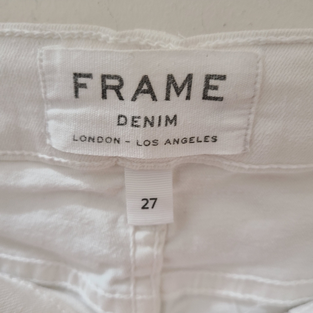 FRAME Le Skinny De Jeanne Crop Distressed Jeans in Blanc White Sz 27 - Picture 9 of 13